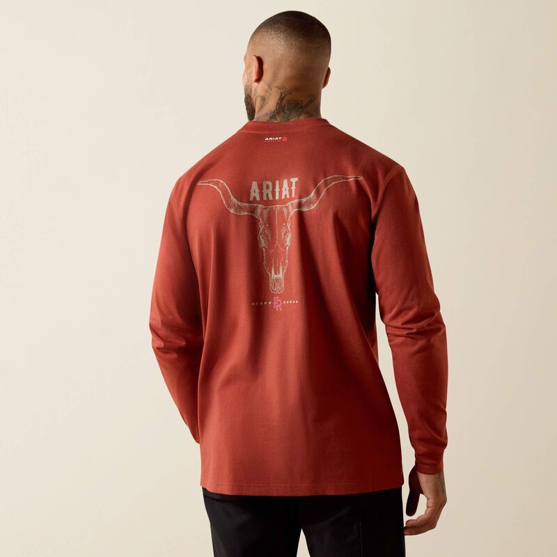 ARIAT FR AIR LONGHORN LS TEE - 10071080, Size: SM