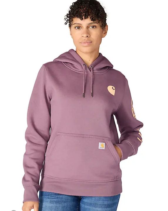 CARHARTT WMNS CLARKSBERG SWTSHRT-102791, Color: V96-ASH BRRY HTHER, Size: XSM