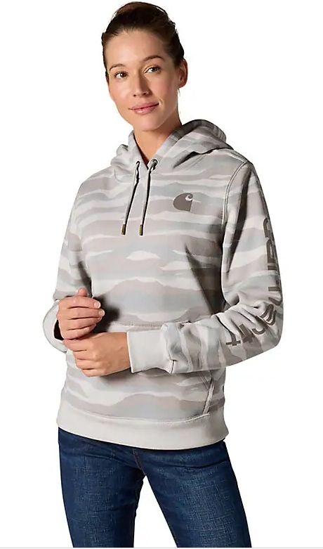 CARHARTT WMNS MARQUETTE LNDSCP CAMO SWTSHIRT, Color: W51-COBBLE LNDSCP, Size: XS