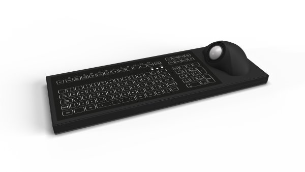 NSI Backlit waterproof keyboard with E38 ergonomic trackball - Desktop