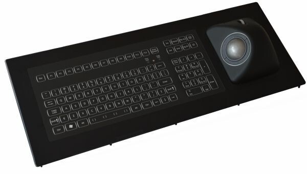 NSI Backlit keyboard with ergonomic trackball - panel mount
