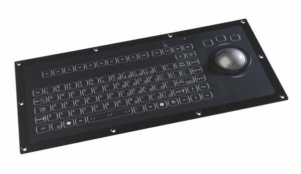 NSI Backlit compact keyboard with trackball - panel mount