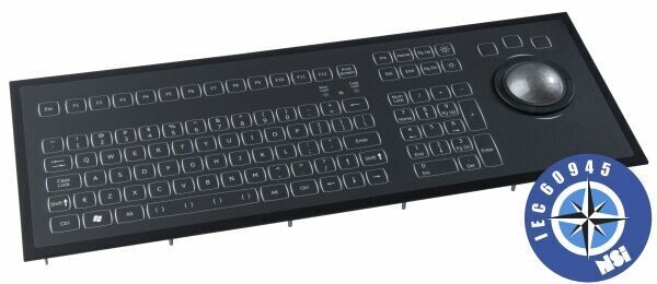 NSI IEC60945 marine waterproof ECS keyboard - panel mount