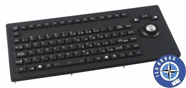 NSI IEC60945 marine silicone rubber keyboard - panel mount