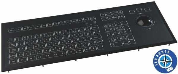 NSI IEC60945 marine backlit keyboard - panel mount