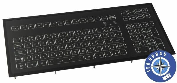 NSI IEC60945 compact marine keyboard - panel mount