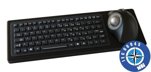 NSI IEC60945 silicone keyboard with ergonomic trackball
