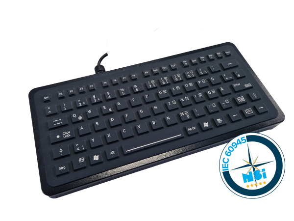 NSI IEC60945 compact silicone rubber keyboard - desktop