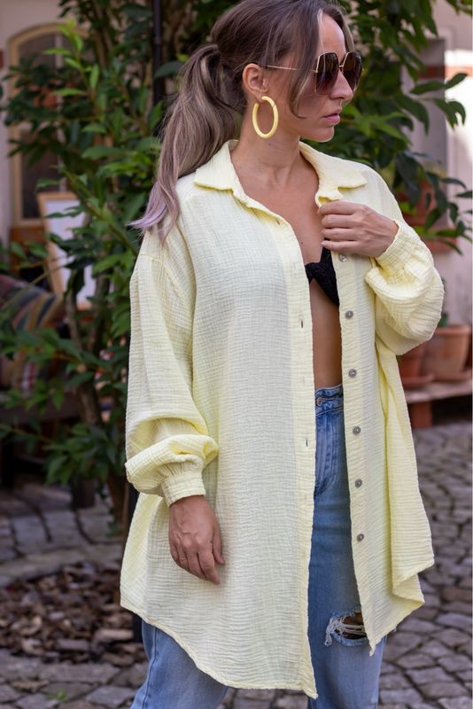 Musselin Bluse „Lemon Glam“ – Zitronenfrisch & Glamourös