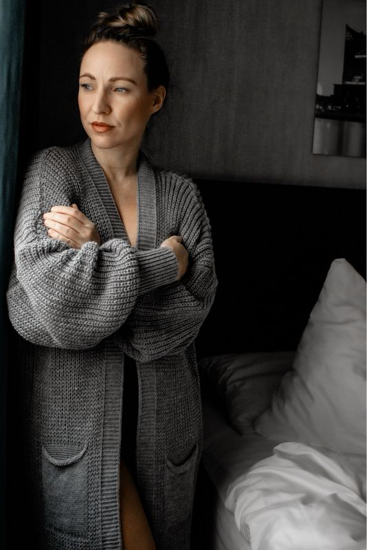 Lange Strickjacke - Clara - Darkgrey