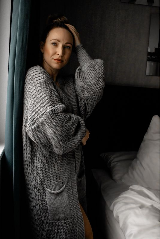 Lange Strickjacke - Clara - Darkgrey