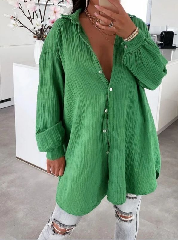 Musselin Bluse „Green Glam“ – Grün & Glamourös