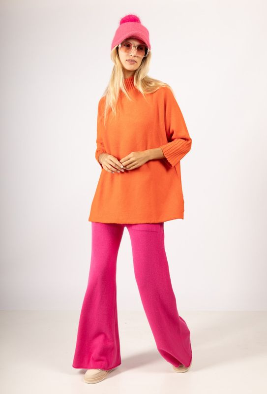 Italy Oversize Pullover - Orange Kaschmir Feeling