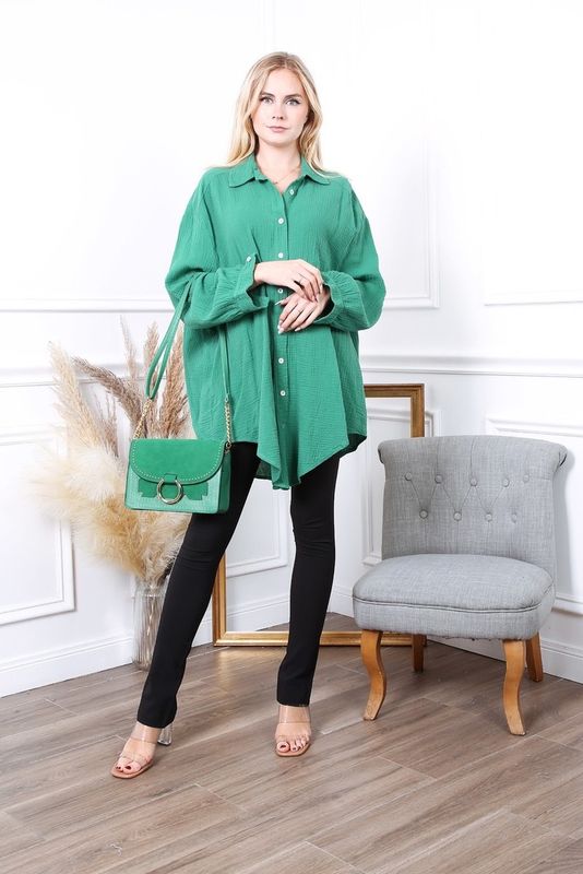 Musselin Bluse „Green Glam“ – Grün & Glamourös