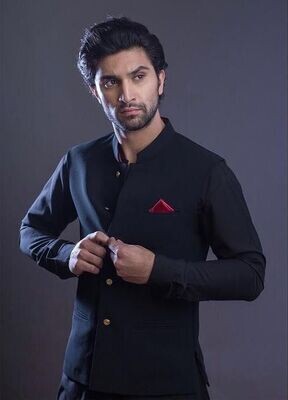 Premium Black Suit with Black Waistcoat