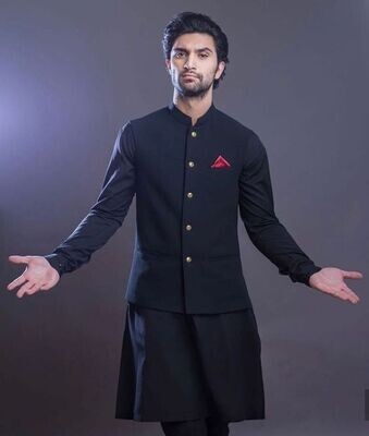 Premium Black Suit with Black Waistcoat