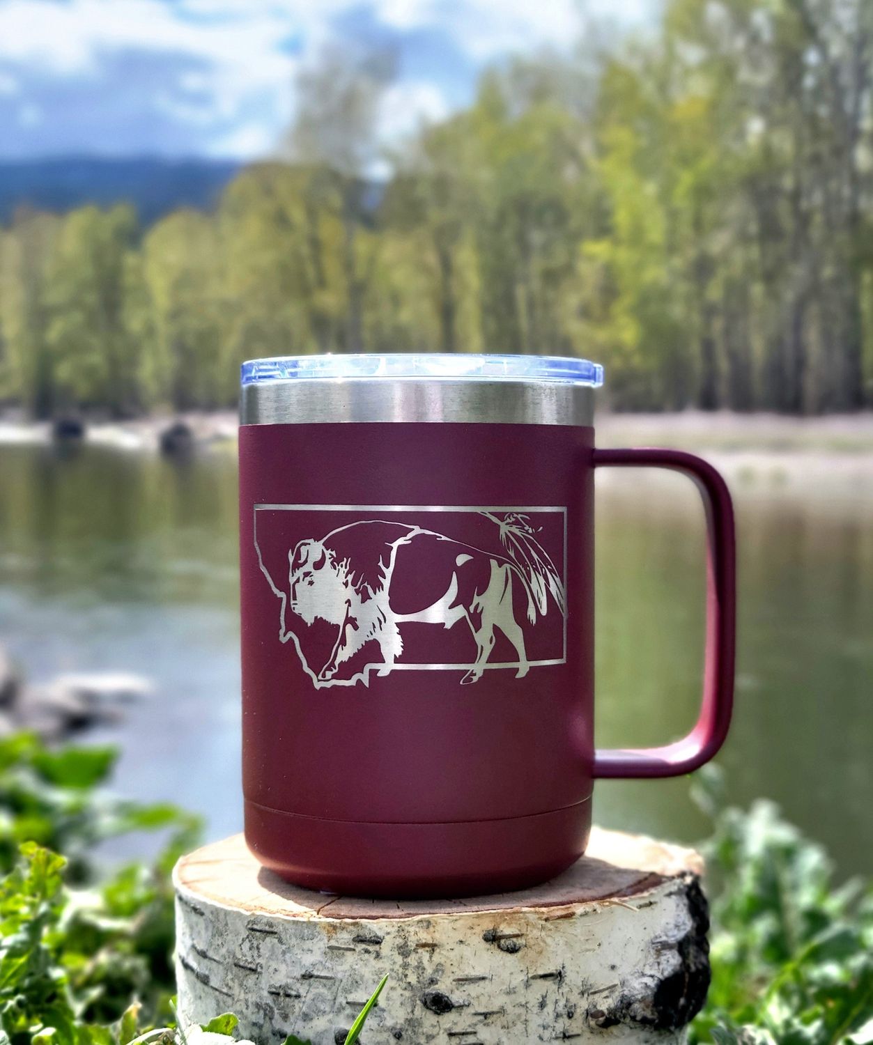 MT Bison PC Mug 15oz Burgandy/Silver