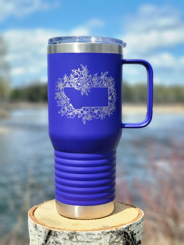 MT Border Flowers 20 oz PC Mug Drk Purple/Silver