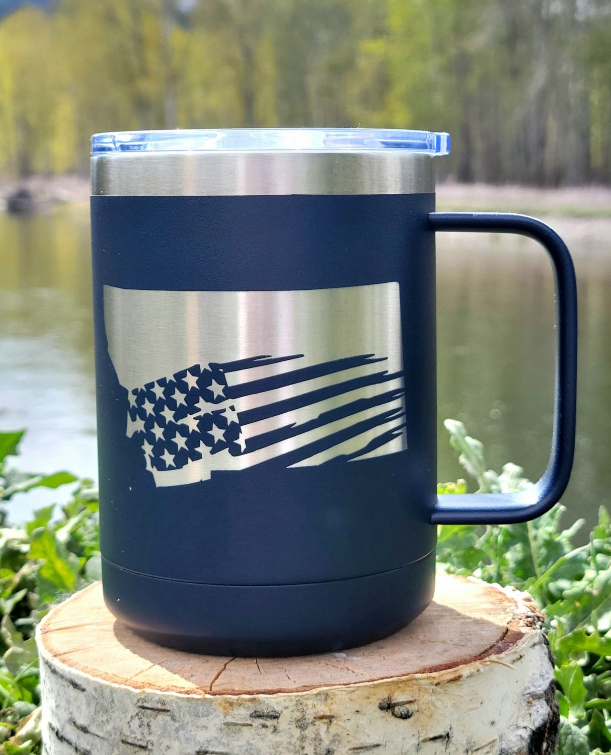 MT Flag PC Mug 15 oz Navy/Silver