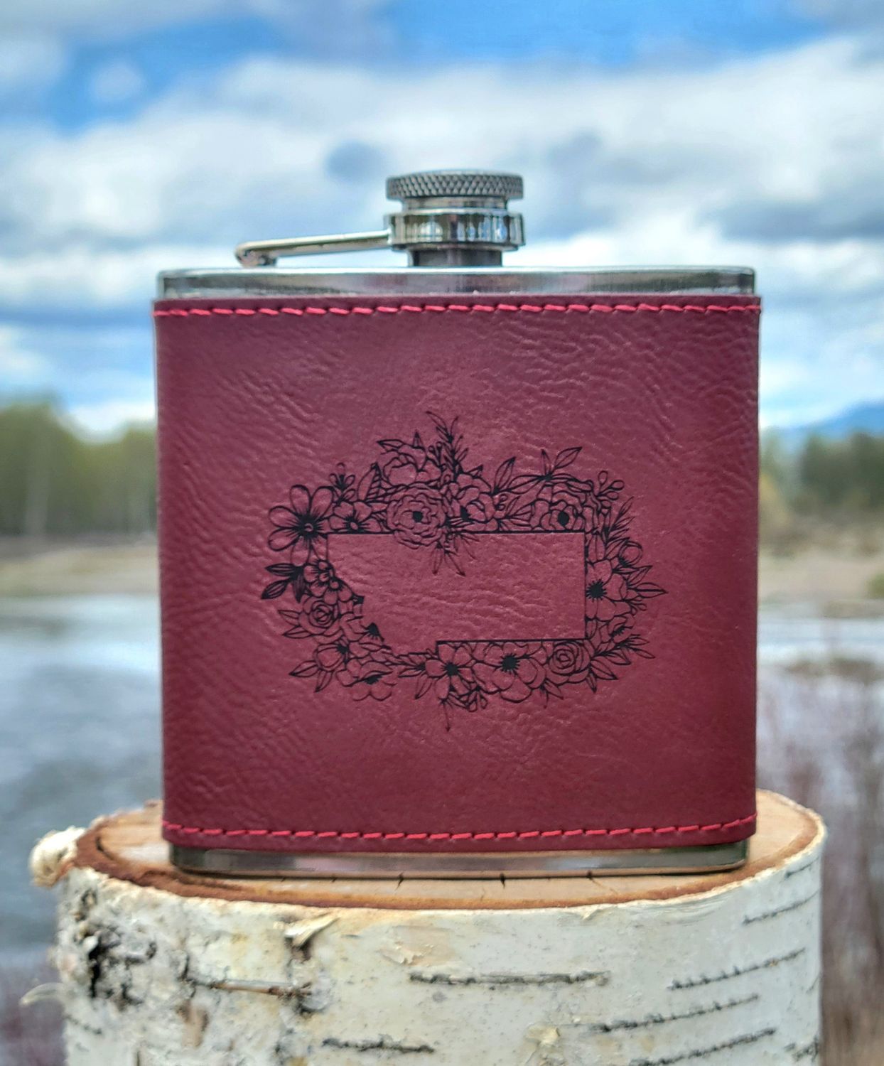 MT Floral Border Flask Rose/Black