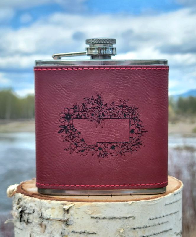 MT Floral Border Flask Rose/Black