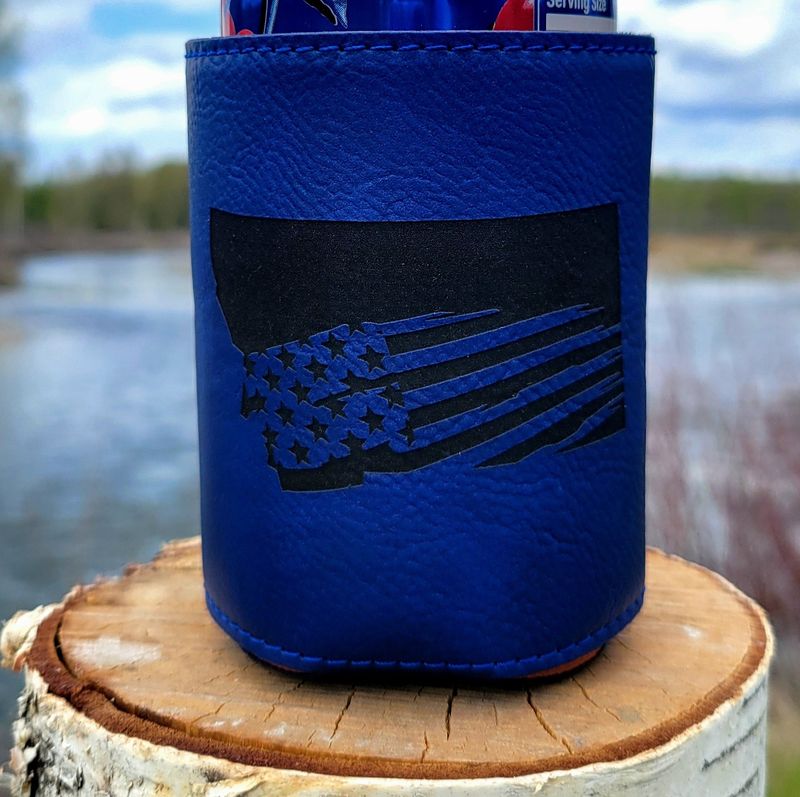 MT Flag Leatherette Coozie Blue/Black