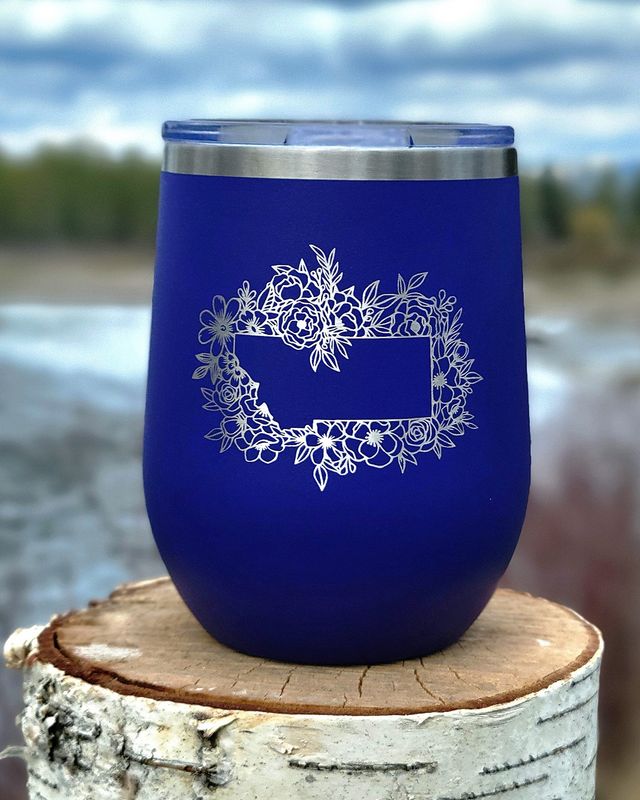MT Floral Border Wine Tumbler DrkPurple/Silver