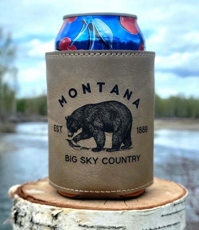 1889 Bear Leatherette Coozie/Gray/Blk