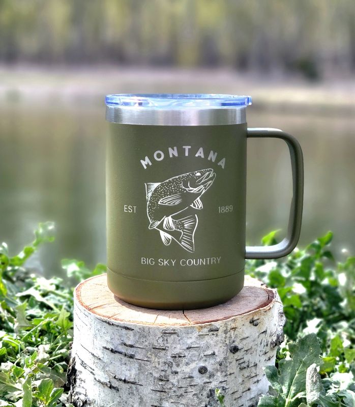 1889 Trout PC Mug 15oz/Olive/Silver