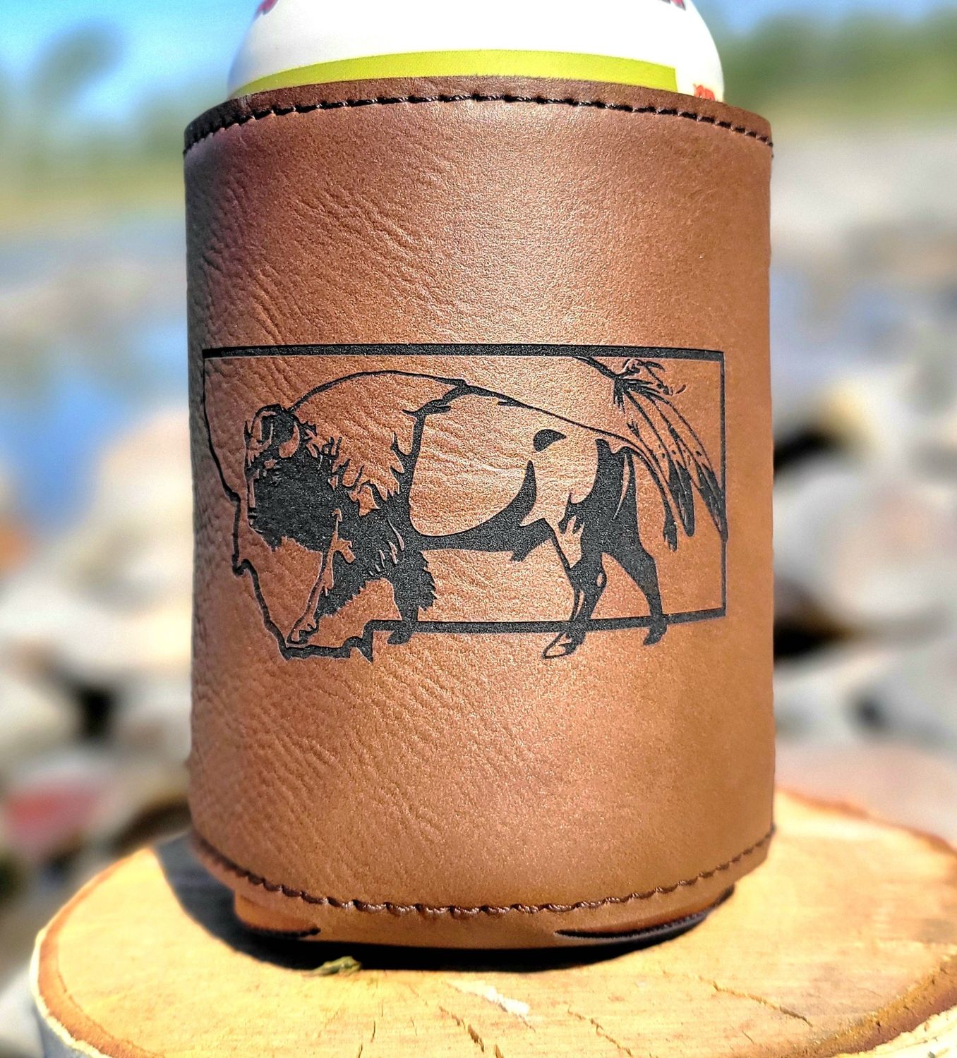 MT Bison Leatherette Coozie Rustic/Black