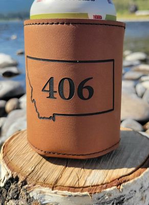 406 Leatherette Coozie/LghtBrown/Black