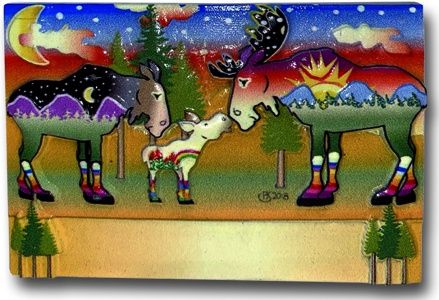 Starry Moose Family 3 Magnet