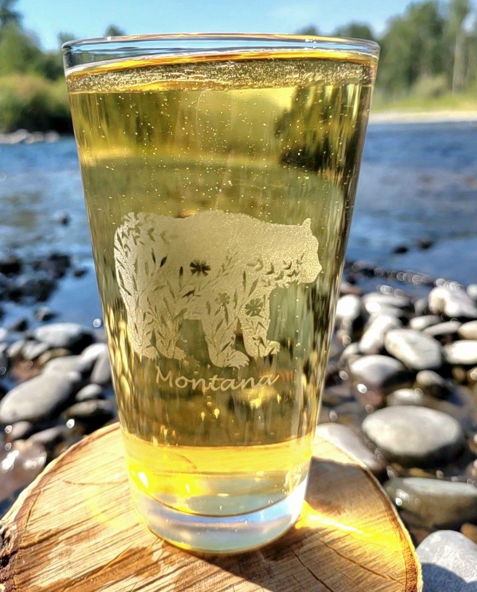 Floral Bear Pint Glass