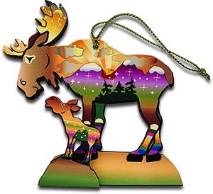 Moonlight Moose &amp; moose Ornament