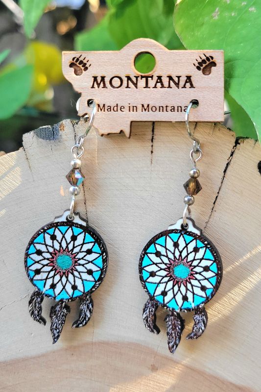 Dream Catcher Wood Earrings