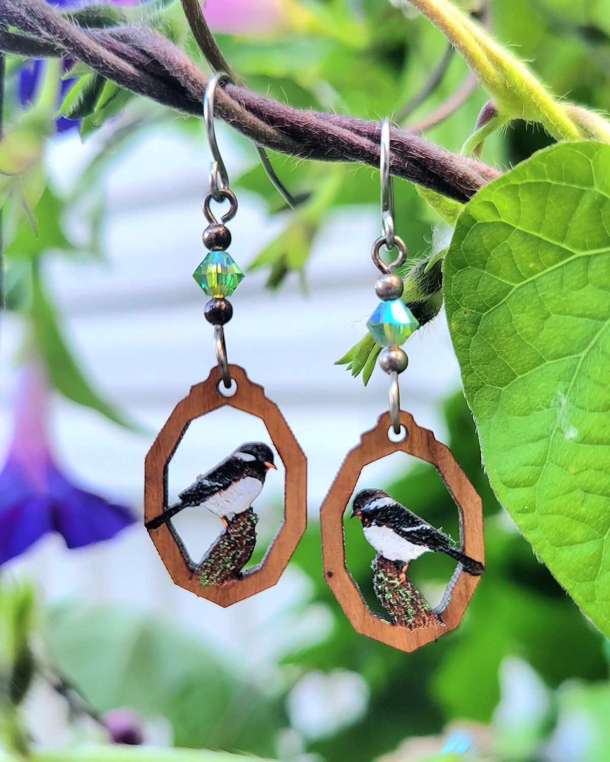 Chickadee Wood Earrings
