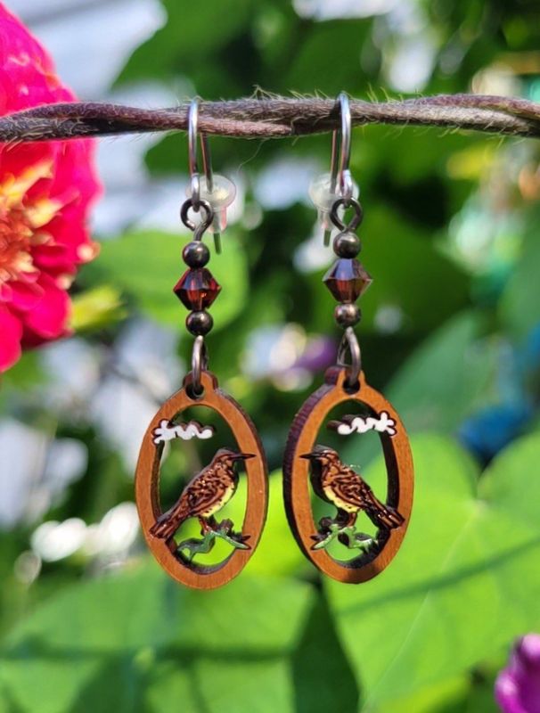Meadow Lark Wood Earrings