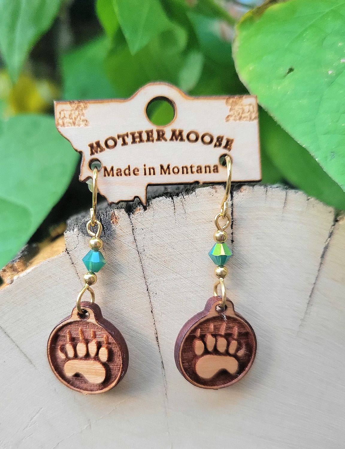 Wood Paw Earrings