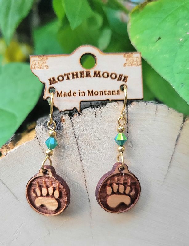 Wood Paw Earrings