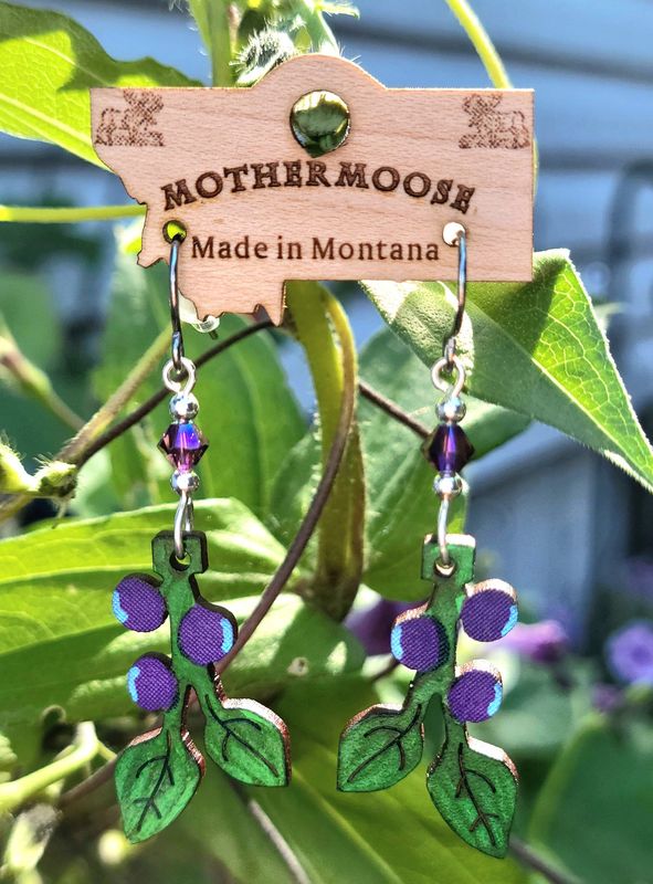 Wood Huckleberry Earrings