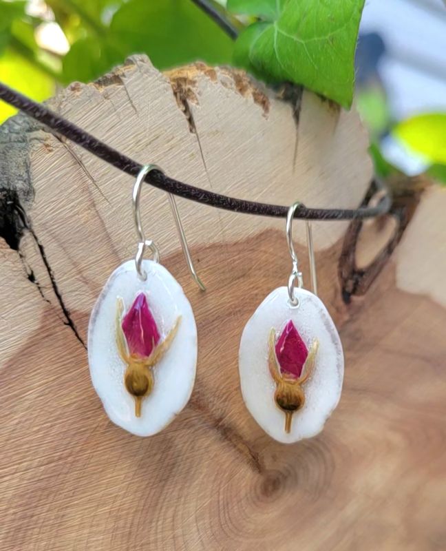 Wild Rose Antler Wire Earrings