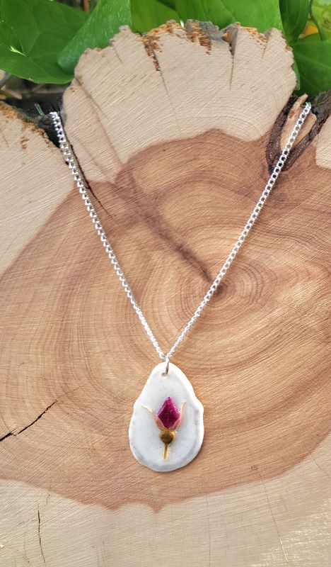 Wild Rosebud Antler Necklace