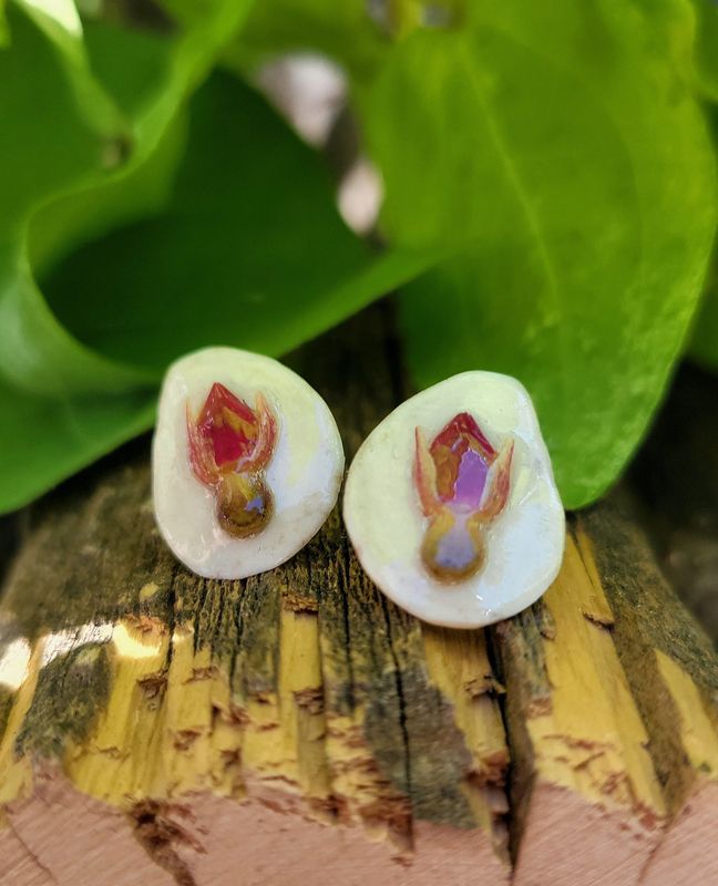 Wild Rosebud Antler Stud Earring