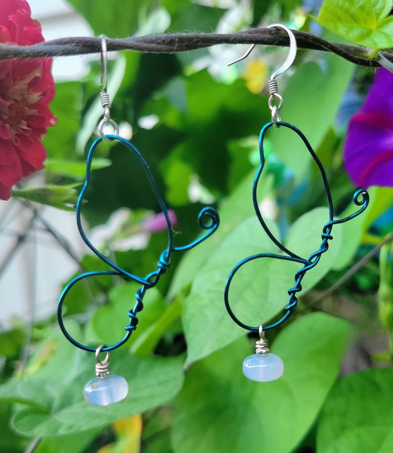 Butterfly Wire Earrings, Colour: Blue