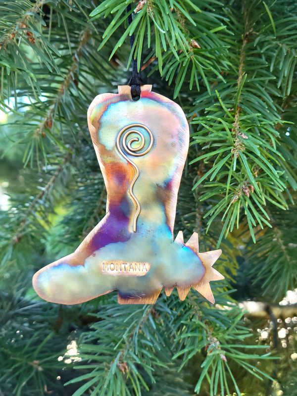Cowboy Boot Copper Ornament