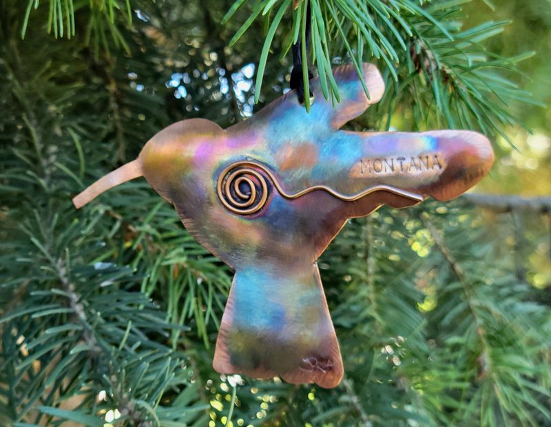Hummingbird Swirl Copper Ornament MT