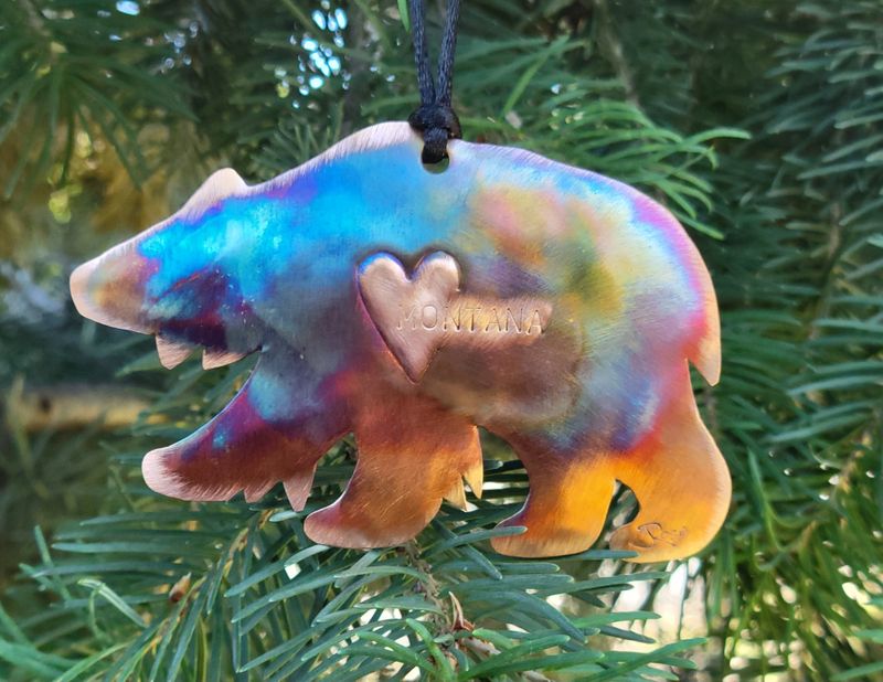 Bear Heart Copper Ornament