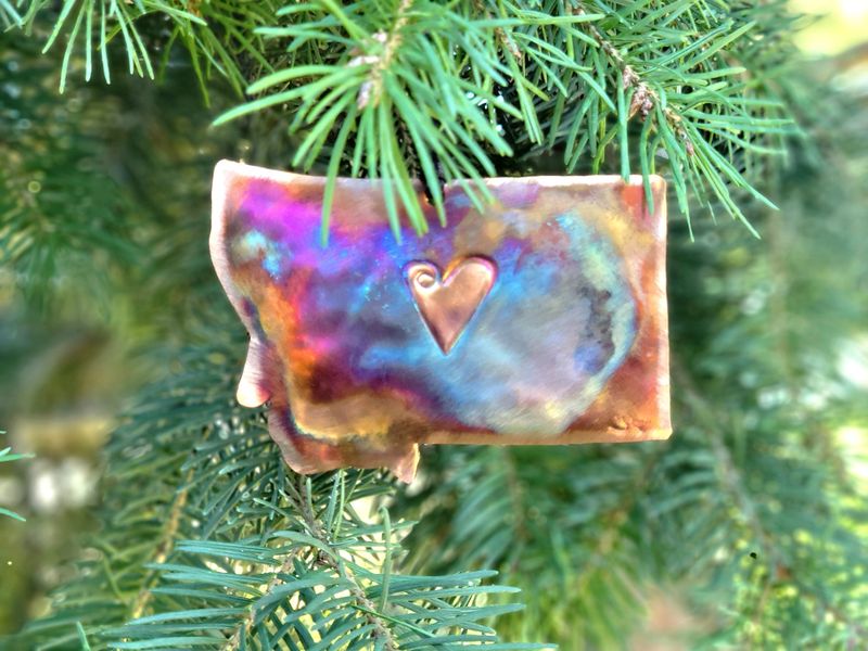 MT Heart Patina Copper Ornament