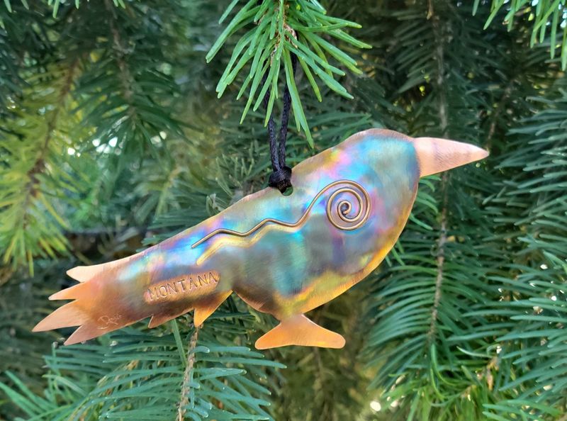 Raven Swirl Copper Ornament