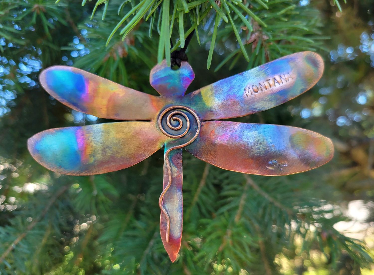 Dragonfly Swirl Copper Orn.